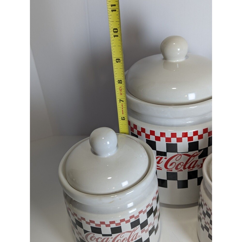 Coca-Cola 4 Piece Canister Set 1997 Checkered Board Dinnerware by Gibson - Picture 12 of 14